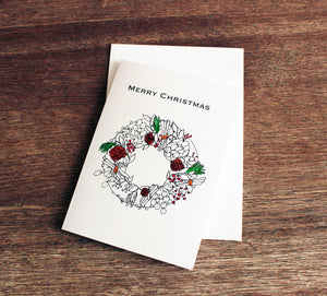 Colour in your own Winter Wreath Christmas cards - pack of 5