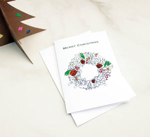 Colour in your own Winter Wreath Christmas cards - pack of 5