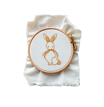 Blackwork Bunny Embroidery kit with reclaimed fabric