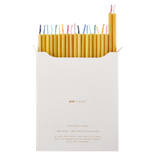 Pure beeswax birthday candles with multicolored cotton wicks