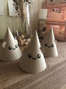 Cute Face with Ears Plastic Free Party Hat - Set of 5