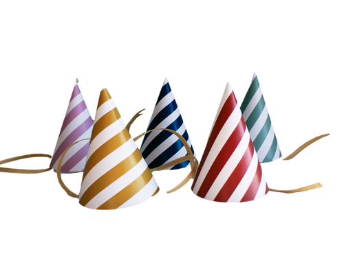 Classic Stripy Plastic Free Party Hats - Set of 5