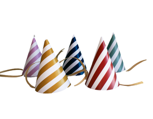 Classic Stripy Plastic Free Party Hats - Set of 5